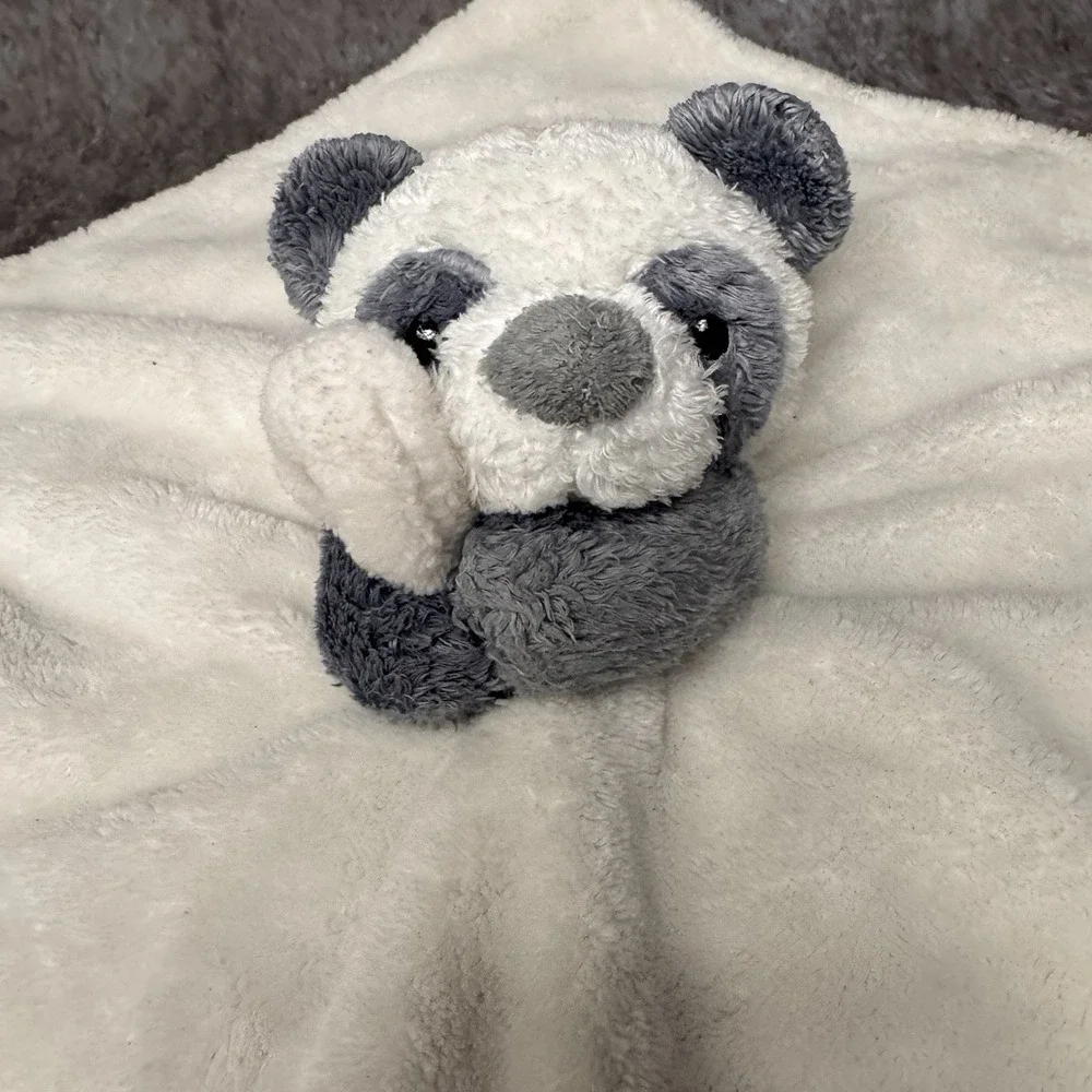 Carters Gray White Panda Security Blanket Lovey Plush